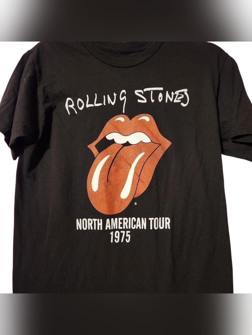 Rolling Stones Band Tee Shirt Adult‎ Small Black North American Tour 1975